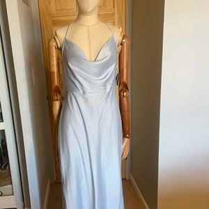 Baby Blue Cowl Neck Formal Dress